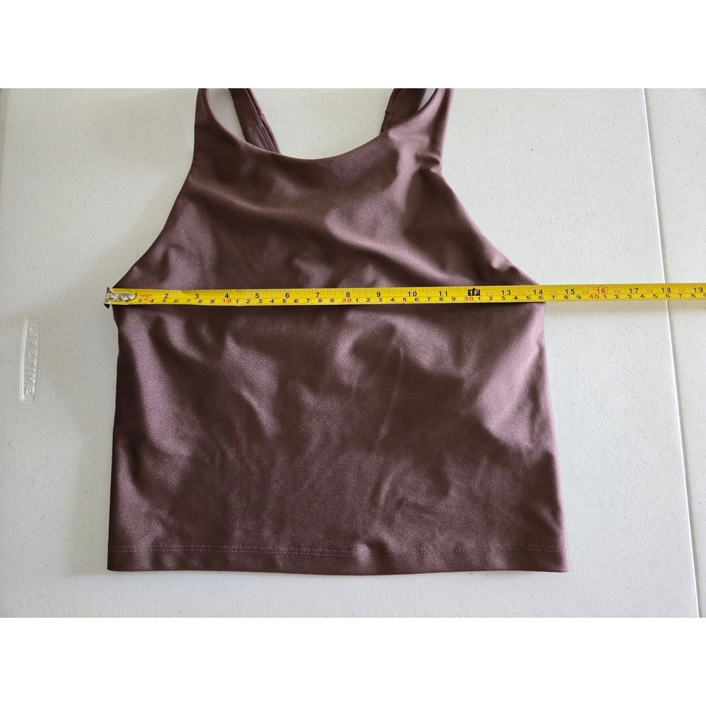 Athleta Purpose Crop Bra D-DD Rose Sheen High Neck Racerback Tank Medium - Picture 3 of 7